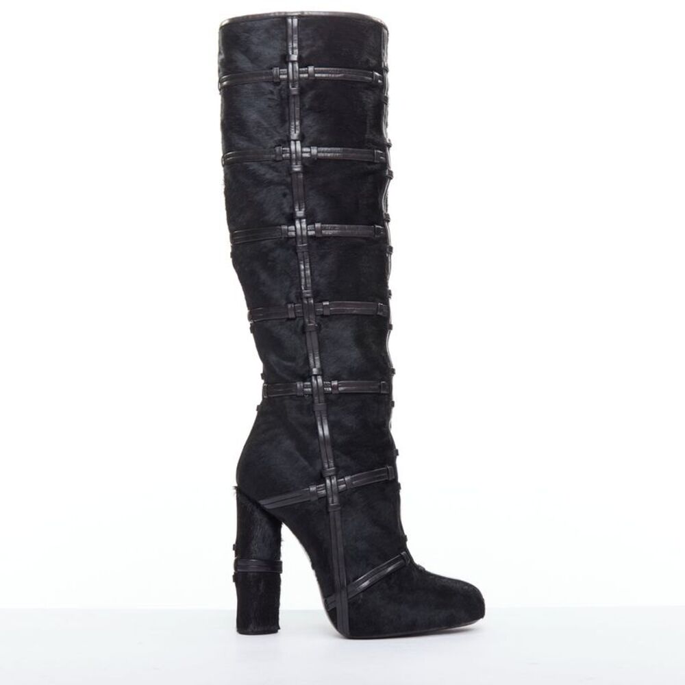 Tom Ford Black Leather Cage Boots